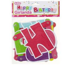 Girlanda narodeniny - HAPPY BIRTHDAY ružová - 180 cm