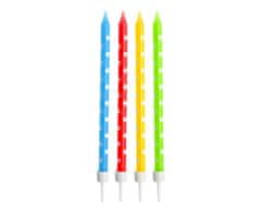 Narodeninové sviečky farebné s bodkami - 24ks - 11,5 cm