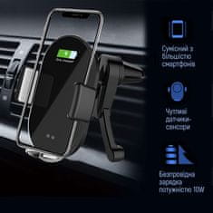 ColorWay Držiak do auta ColorWay so zabudovanou bezdrôtovou nabíjačkou AutoSense 10W- čierny