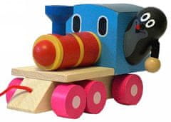 Greatstore Krtek a mašinka/vlak dřevo 12cm tahací v krabičce