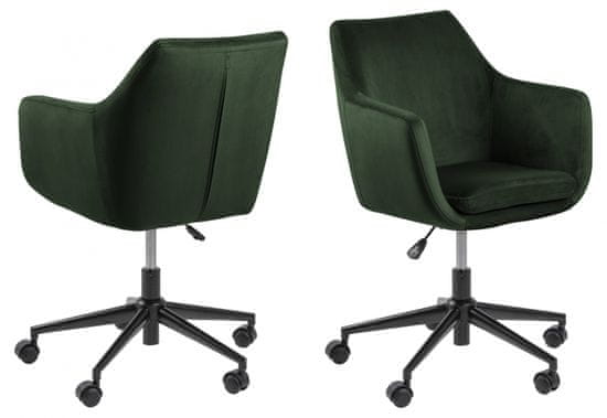 Design Scandinavia Kancelárska stolička Nora, tkanina, tmavo zelená