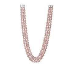JwL Luxury Pearls Pôvabný trojradové náhrdelník z pravých ružových riečnych perál JL0671