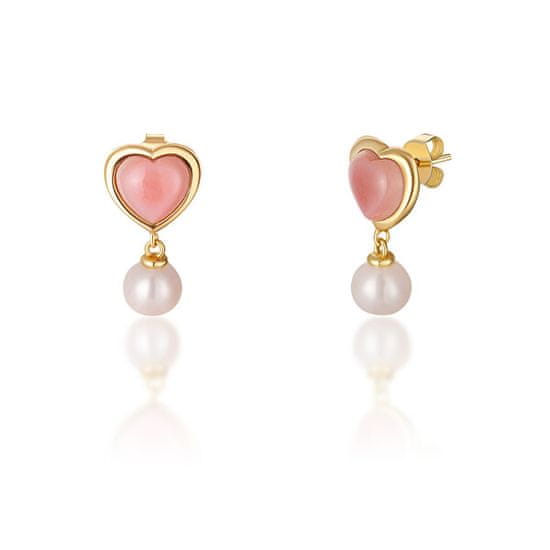 JwL Luxury Pearls Romantické pozlátené náušnice s pravými bielymi perlami JL0680