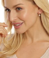 JwL Luxury Pearls Romantické pozlátené náušnice s pravými bielymi perlami JL0680