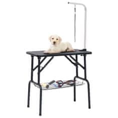 Vidaxl Nastaviteľný trimovací stôl pre psa s 1 slučkou a košíkom