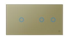 HEVOLTA Glasense sklenený 2-panel 1+ 2 tlačidlový, Champagnium Gold