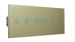 HEVOLTA Glasense sklenený 3-panel 2+3+2 tlačidlový, Champagnium Gold