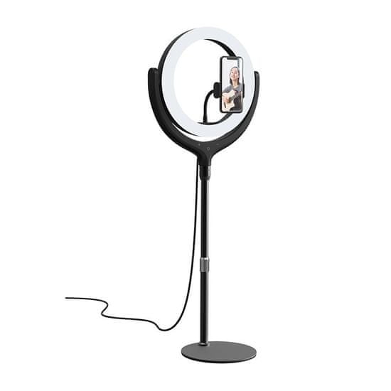Devia Univerzálny selfie stojan so svetelným prstencom 12" (40 cm) BRA010206, čierny