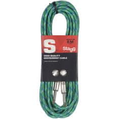 Stagg SGC6VT GR, nástrojový kábel Jack/Jack, 6 m, zelený