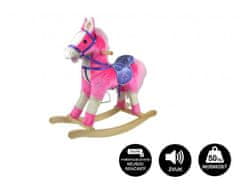 Teddies Kôň hojdacia ružový plyš na batérie 71cm so zvukom a pohybom nosnosť 50kg