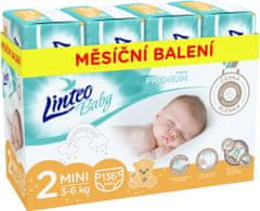 LINTEO Plienky Baby Prémium MINI (3-6 kg) 136 ks