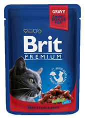 Premium Cat Pouches with Beef Stew & Peas 24x100g