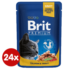 Brit Premium Cat Pouches with Salmon & Trout 24x100g
