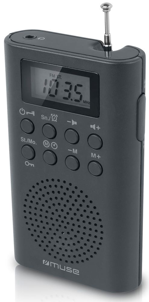 Muse M-03R, prenosné digit. vreckové rádio, čierna