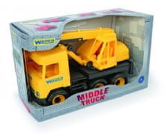 shumee Auto middle Truck jeřáb plast 40cm žlutý v krabici Wader