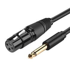 Ugreen AV131 audio kábel XLR - 6.35mm jack M/F 2m, čierny