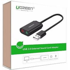 Ugreen US205 USB externá zvuková karta 15cm, čierna