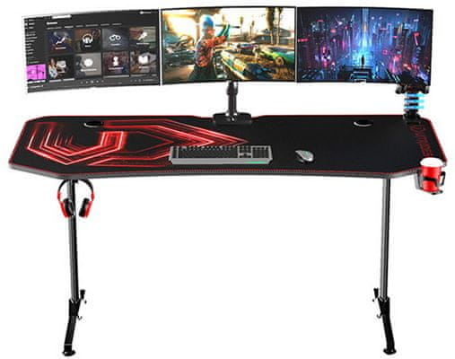 Stôl Arozzi Arena Gaming Desk, čierna / červená (ARENA-RED) Herná, cable management mikrovlákno protisklz