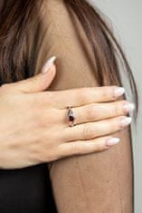 MOISS Elegantný strieborný prsteň s červeným granátom RG000 (Obvod 52 mm)