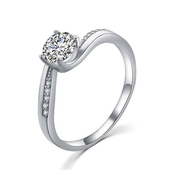 MOISS Elegantný strieborný prsteň s čírymi zirkónmi R00005