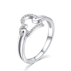 MOISS Romantický strieborný prsteň so zirkónmi Srdce R000210 (Obvod 52 mm)