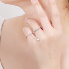 MOISS Luxusný dvojitý prsteň zo striebra so zirkónmi R00022 (Obvod 49 mm)
