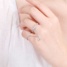 MOISS Luxusný dvojitý prsteň zo striebra so zirkónmi R00022 (Obvod 52 mm)