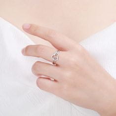 MOISS Romantický strieborný prsteň so zirkónmi Srdce R000210 (Obvod 53 mm)