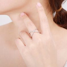 MOISS Minimalistický dvojitý prsteň zo striebra sa zirkónmi R00021 (Obvod 52 mm)