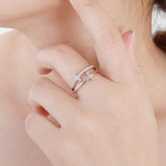 MOISS Luxusné dvojitý strieborný prsteň s krížikmi R00020 (Obvod 52 mm)