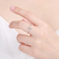 MOISS Elegantný strieborný prsteň s krížikom R00020 (Obvod 58 mm)