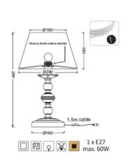 ACA Stolová lampička DIJON max. 60W/E14/230V/IP20