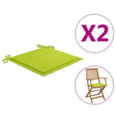 Vidaxl Podložky na záhradné stoličky 2 ks jasnozelené 40x40x4cm látka
