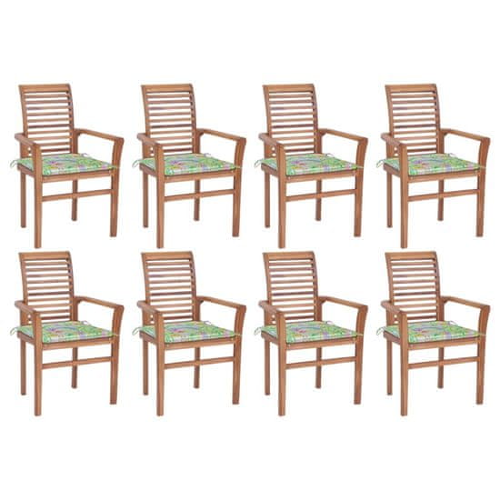 Vidaxl Jedálenské stoličky 8 ks listové podložky tíkový masív