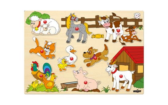 Woody Puzzle na doske - zvieratá na statku