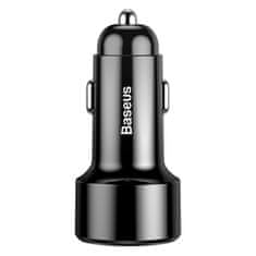 BASEUS Magic Series PPS Digital Displayduálny adaptér do automobilu USB-A QC + USB-C PD 45W CCMLC20C-01, čierna