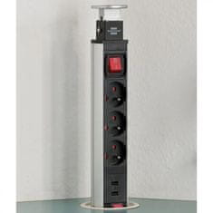 Brennenstuhl Inovatívna stolová zásuvka Tower Power s USB-nabíjačkou 2M
