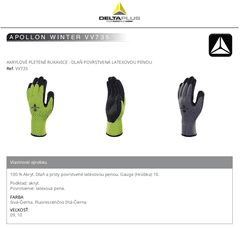 Zateplené pracovné rukavice APOLLON WINTER VV735 sivé 09 09