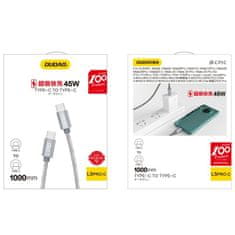 DUDAO L5ProC kábel USB-C / USB-C PD QC 3.0 5A 45W 1m, sivý