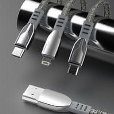 DUDAO Zinc Alloy kábel USB / Micro USB 5A 1m, sivý