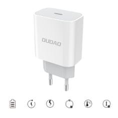 DUDAO A8EU sieťová nabíjačka USB-C PD 20W + kábel USB-C / Lightning 2.4A, biely