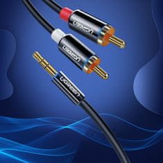 Ugreen AV116 audio kábel 3,5mm jack - 2RCA 3m, čierny