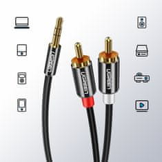 Ugreen AV116 audio kábel 3,5mm jack - 2RCA 3m, čierny