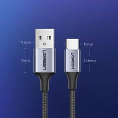 Ugreen kábel USB / USB-C QC 3A 1m, sivý