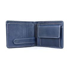 VegaLM Peňaženka z prírodnej kože, ručne tamponovaná v modrej farbe