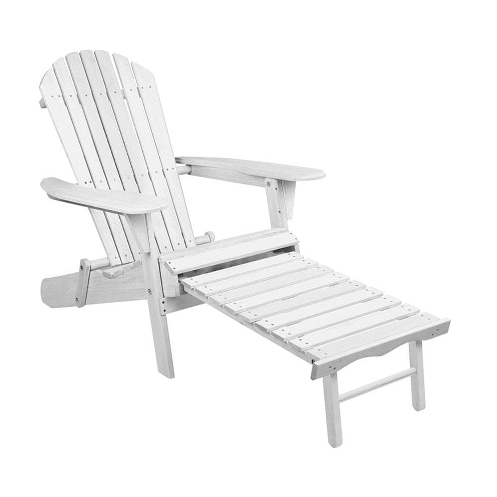 Timeless Tools Záhradná drevená stolička s podnožkou, viac farieb, biela