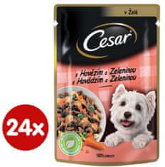 Cesar Kapsička pre dospelých psov s jemným hovädzím a mrkvou v želé 24x100 g