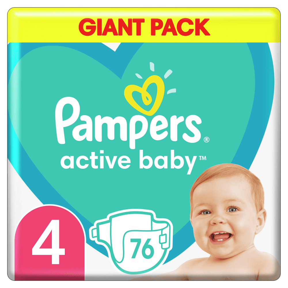 Pampers Plienky Active Baby 4 Maxi (9-14kg) Giant Pack - 76 ks