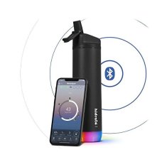 HidrateSpark - nerezová chytrá fľaša so slamkou, 620 ml, Bluetooth tracker, čierna
