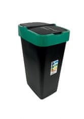 Heidrun Odpadkový kôš 60 l, čierny so zeleným pruhom